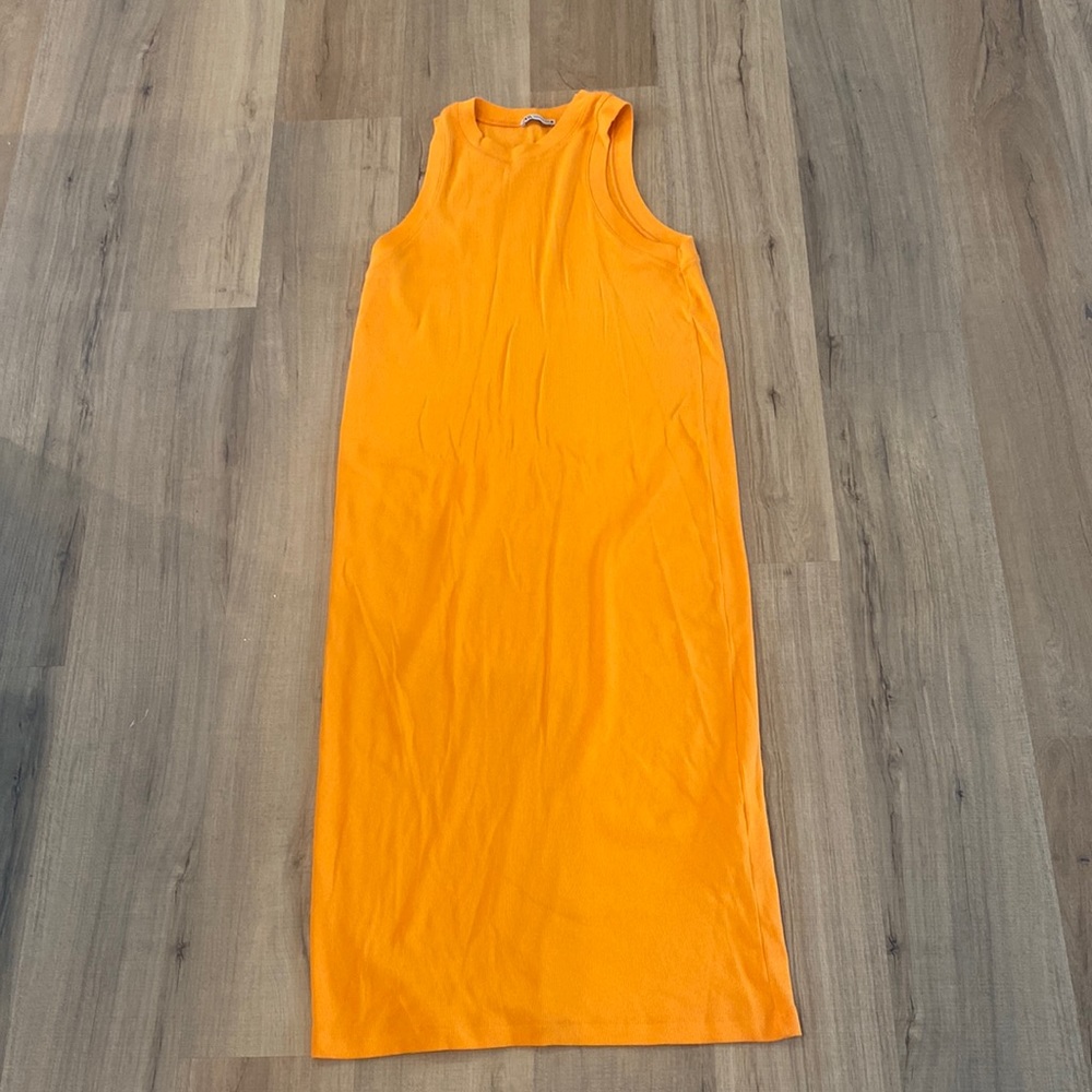 Zara - Orange Midi Dress (Worn Once, Good Condition)